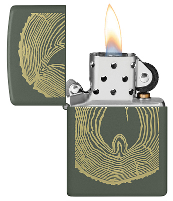 Зажигалка ZIPPO Wood Ring с покрытием Green Matte, латунь/сталь, зеленая, матовая, 38x13x57 мм