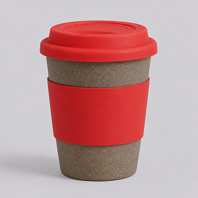 Стакан из бамбукового волокна Café (Серо-коричневый/красный)