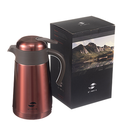 Термокофейник Stinger, 1,6 л, нержавеющая сталь, красный, 18 x 13,6 x 25,9 см