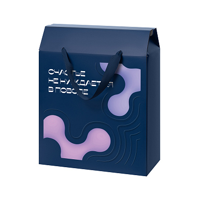 Подарочная коробка-пакет универсальная большая, синяя