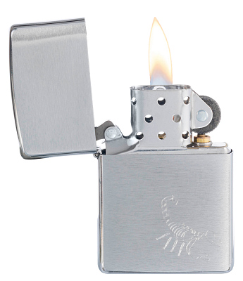 Зажигалка ZIPPO с покрытием Brushed Chrome,латунь/сталь, серебристая, 38x13x57 мм