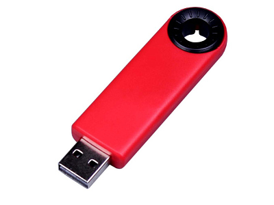 USB 2.0- флешка промо на 4 Гб прямоугольной формы, выдвижной механизм (Красный/черный)