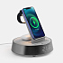 Bluetooth-колонка с беспроводной зарядкой и часами netEnergy, серая - Фото 1