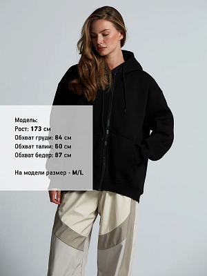 Толстовка унисекс оверсайз Zippy, черная