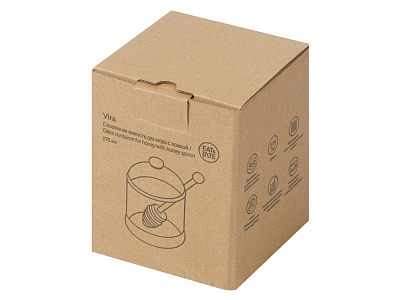 Стеклянная емкость для меда с ложкой Vira