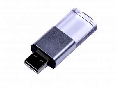 USB 2.0- флешка промо на 16 Гб прямоугольной формы, выдвижной механизм (Черный)