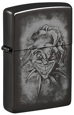 Зажигалка ZIPPO Clown с покрытием High Polish Black, латунь/сталь, черная, глянцевая, 38x13x57 мм (Черный)