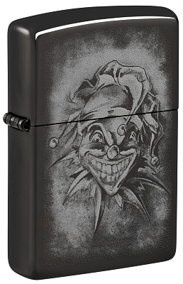 Зажигалка ZIPPO Clown с покрытием High Polish Black, латунь/сталь, черная, глянцевая, 38x13x57 мм