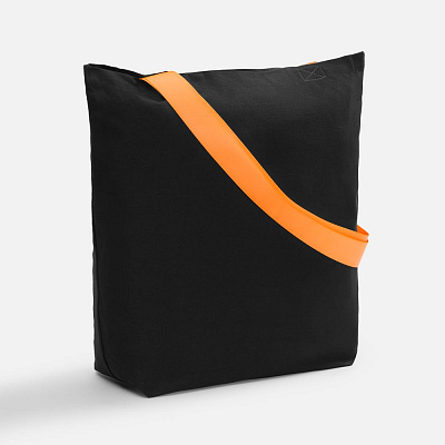 Шопер B5, черный с широкими оранжевыми ручками (Оранжевый)