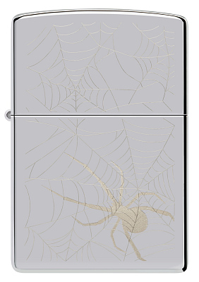Зажигалка ZIPPO Spider Design с покрытием High Polish Chrome, латунь/сталь, серебристая, 38x13x57 мм