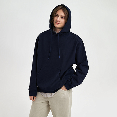 Худи релакс унисекс Адвенче (Adventure), темно-синий, размер XS/S