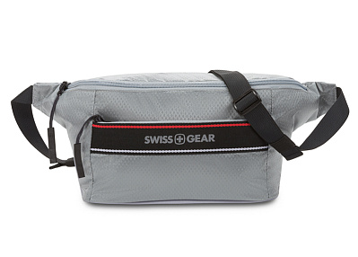 Сумка на пояс SWISSGEAR, светло-серая, полиэстер с плетением рип-стоп, 38 x 5 x 15 см (Серебристый)