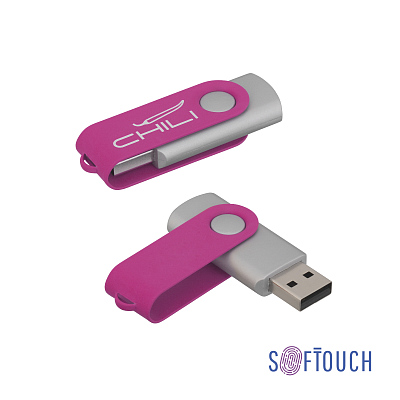 Флеш-карта "Vostok", объем памяти 16GB, покрытие soft touch#, фуксия
