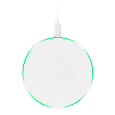 Беспроводное зарядное устройство с подсветкой 15W Аурис (Auris), белое