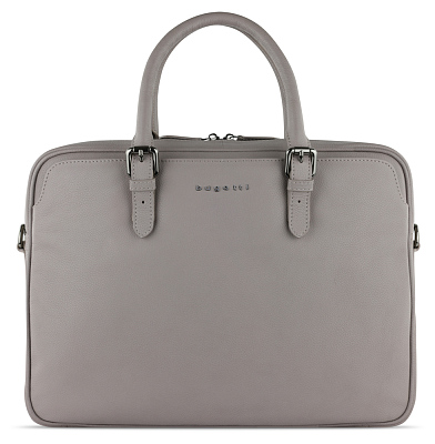 Портфель женский BUGATTI Bella, бежевый, воловья кожа/полиэстер, 38х6,5х27 см