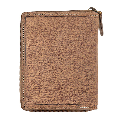 Бумажник KLONDIKE «Wayne Bike», натуральная кожа в светло-коричневом цвете, 10,5 х 12,5 х 2,5 см
