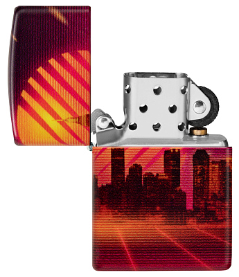 Зажигалка ZIPPO Cyber City с покрытием 540 Matte, латунь/сталь, оранжевая 38x13x57 мм
