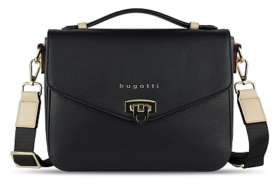 Сумка женская BUGATTI Ella, чёрная, полиуретан, 29х10х22 см