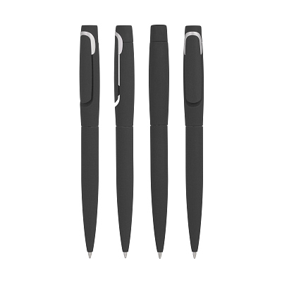 Ручка шариковая "Saturn" покрытие soft touch, черный с серебристым