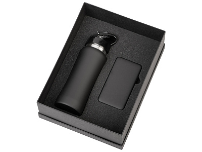 Подарочный набор COLOR IT с бутылкой для воды и повербанком  (Чёрный)