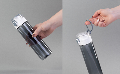 Бутылка для воды "Vita" 600 мл, серый с белым