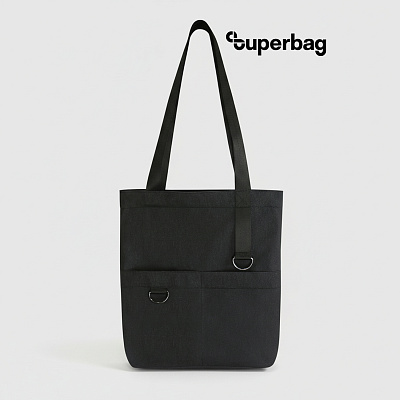 Шоппер Superbag ZIP, с двумя карманами и молнией (черный) (Чёрный)