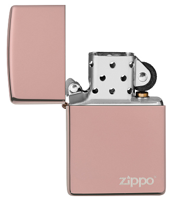 Зажигалка ZIPPO Logo с покрытием High Polish Rose Gold, латунь/сталь, розовое золото, 38x13x57 мм