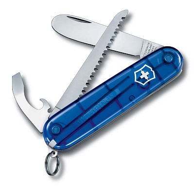 Нож перочинный VICTORINOX My First Victorinox, 84 мм, 9 функций, полупрозрачный синий (Синий)