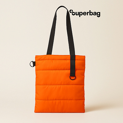 Шоппер Superbag Bubble, с кнопкой (оранжевый с черным) (Оранжевый с черным)