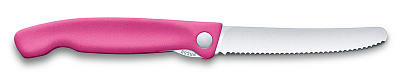 Нож для овощей VICTORINOX SwissClassic, складной, лезвие 11 см с волнистой кромкой, розовый