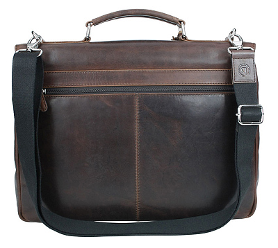 Портфель BUGATTI Romano 15'', коричневый, натуральная воловья кожа, 39х8х30 см