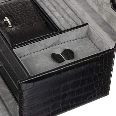 Шкатулка для украшений Jardin D'Ete, цвет черный,  "рептилия", 24,5 х 17 х 14,5 см