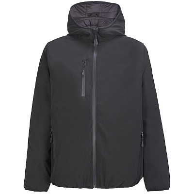 Куртка софтшелл с капюшоном мужская Falcon Men, синяя (Чёрный)