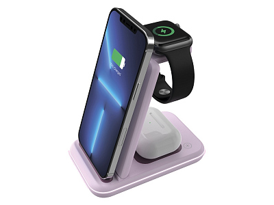 Беспроводное зарядное устройство 3-в-1 WS-304, 15 Вт