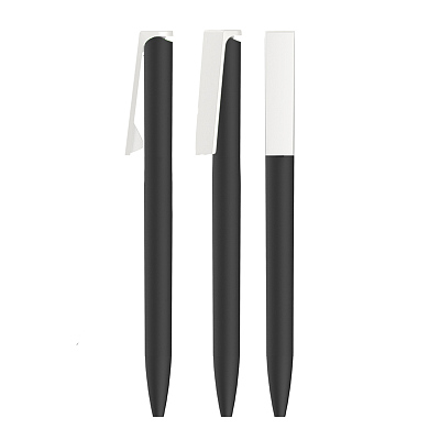 Ручка шариковая "Clive", покрытие soft touch, черный с белым