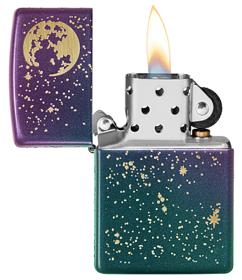 Зажигалка ZIPPO Starry Sky с покрытием Iridescent, латунь/сталь, фиолетовая, матовая, 38x13x57 мм