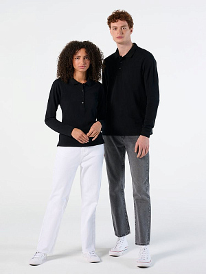 Рубашка поло мужская с длинным рукавом Winter II 210 темно-зеленая