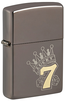 Зажигалка ZIPPO Lucky 7 Design с покрытием Black Ice®, латунь/сталь, черная, 38x13x57 мм