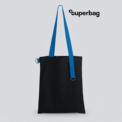 Шоппер Superbag black (чёрный с голубым) (Черный с голубым)