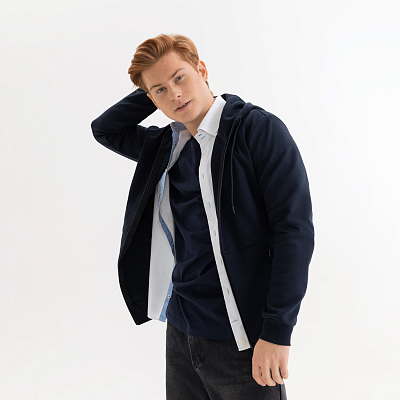 Толстовка на молнии с капюшоном MATEO темно-синяя, размер XXL