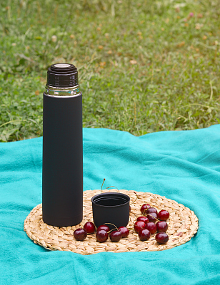 Термос "Родос", покрытие soft touch, 1 л., черный