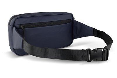 Сумка на пояс BUGATTI Blanc, синяя, тарпаулин/полиэстер, 26х5,5х13,5 см