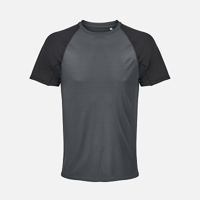 Футболка спортивная унисекс Vortex, черная с темно-серым