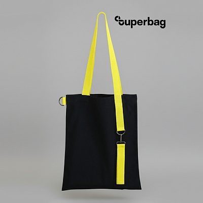Шоппер Superbag black с ремувкой 4sb (чёрный с жёлтым) (Черный с желтым)