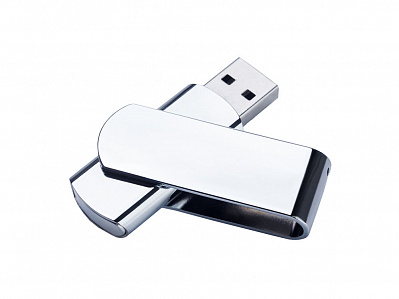 USB 2.0- флешка на 16 Гб глянцевая поворотная (Серебристый/глянец)