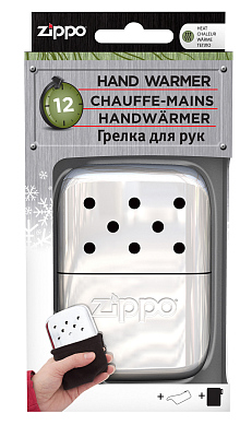 Каталитическая грелка ZIPPO, алюминий с покрытием High Polish Chrome, серебристая, 12 ч, 66x13x99 мм