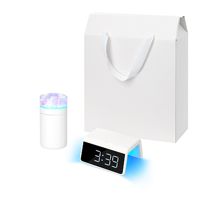 Подарочный набор Crystal, Flame  (увлажнитель воздуха, зарядное устройство) (Белый)