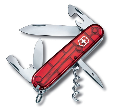 Нож перочинный VICTORINOX Spartan, 91 мм, 12 функций, полупрозрачный красный (Красный)