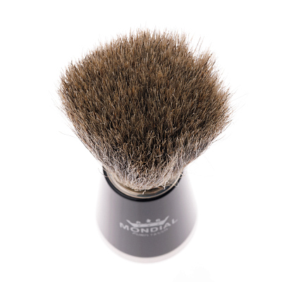 Бритвенный набор Mondial: станок, помазок, подставка; чёрная смола