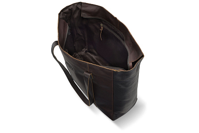 Сумка-шоппер KLONDIKE RUSH «Rachel», натуральная кожа в темно-коричневом цвете, 55 х 37 х 14 см